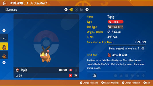 Pokemon Scarlet and Violet Tepig Gourmand Mark 6IV-EV Trained - Pokemon4Ever