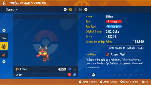 Pokemon Scarlet and Violet Litten Jumbo Mark 6IV-EV Trained - Pokemon4Ever