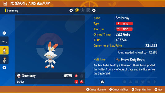Pokemon Scarlet and Violet Scorbunny Rowdy Mark 6IV-EV Trained - Pokemon4Ever