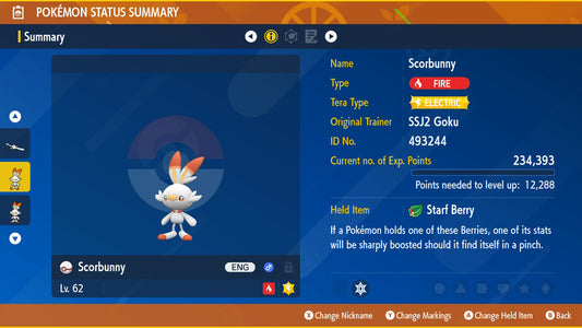 Pokemon Scarlet and Violet Scorbunny Upbeat Mark 6IV-EV Trained - Pokemon4Ever