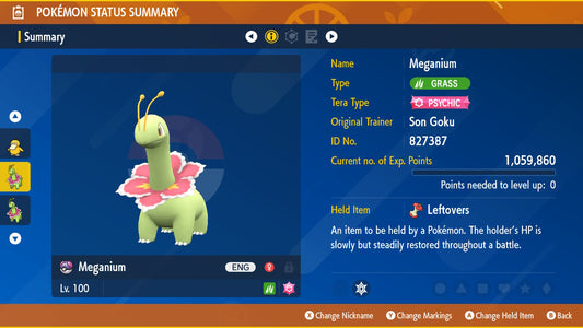 Pokemon Scarlet and Violet Meganium The Unrivaled 6IV-EV Trained - Pokemon4Ever