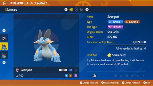 Pokemon Scarlet and Violet Swampert The Unrivaled 6IV-EV Trained - Pokemon4Ever