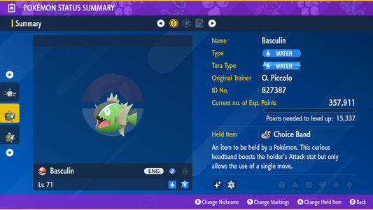 Pokemon Scarlet and Violet Marked Shiny Basculin-White 6IV-EV Trained - Pokemon4Ever