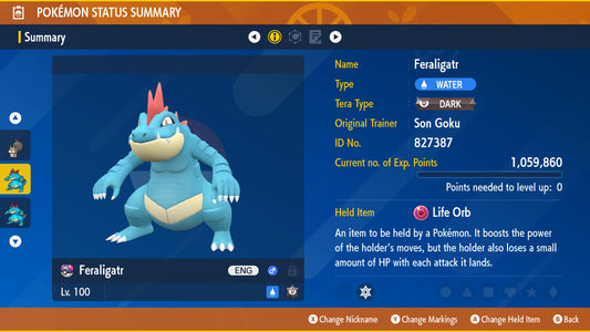 Pokemon Scarlet and Violet Feraligatr The Unrivaled 6IV-EV Trained - Pokemon4Ever