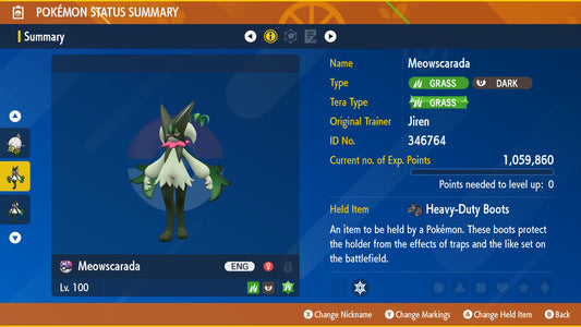 Pokemon Scarlet and Violet Meowscarada The Unrivaled 6IV-EV Trained - Pokemon4Ever