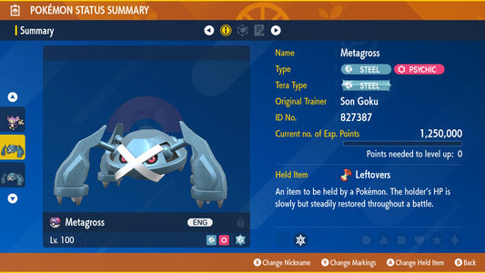 Pokemon Scarlet and Violet Metagross The Unrivaled 6IV-EV Trained - Pokemon4Ever