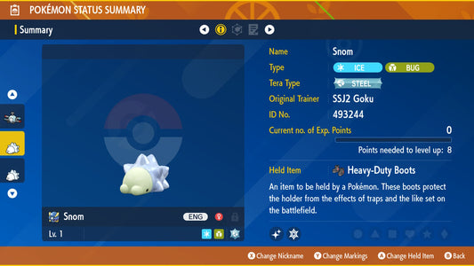 Pokemon Scarlet and Violet Shiny Snom 6IV-EV Trained - Pokemon4Ever