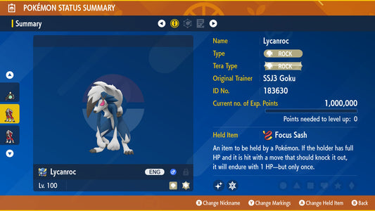 Pokemon Scarlet and Violet Shiny Lycanroc Midnight 6IV-EV Trained - Pokemon4Ever