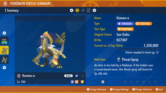 Pokemon Scarlet and Violet Kommo-o The Unrivaled 6IV-EV Trained - Pokemon4Ever