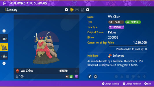 Pokemon Scarlet and Violet Shiny Wo-Chien 6IV-EV Trained - Pokemon4Ever