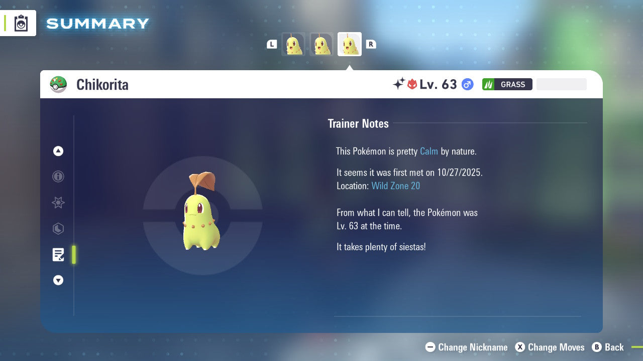 Pokemon Legends ZA Alpha Shiny Chikorita 6IV-EV Trained - Pokemon4Ever