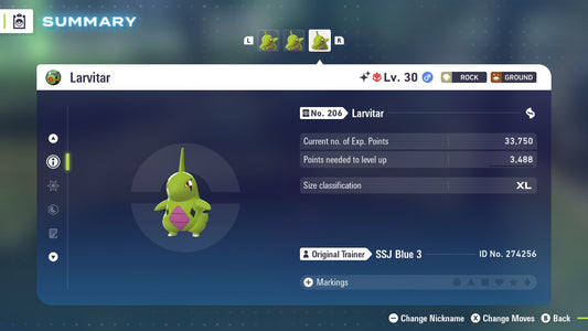 Pokemon Legends ZA Alpha Shiny Larvitar 6IV-EV Trained - Pokemon4Ever