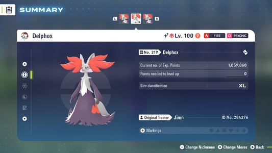 Pokemon Legends ZA Alpha Shiny Delphox 6IV-EV Trained - Pokemon4Ever
