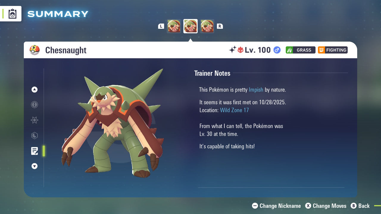 Pokemon Legends ZA Alpha Shiny Chesnaught 6IV-EV Trained - Pokemon4Ever