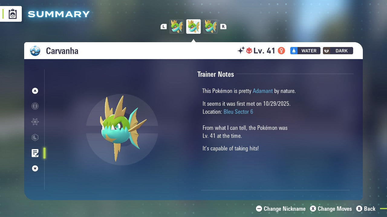 Pokemon Legends ZA Alpha Shiny Carvanha 6IV-EV Trained - Pokemon4Ever