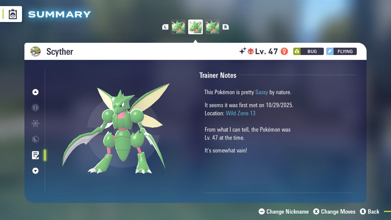 Pokemon Legends ZA Alpha Shiny Scyther 6IV-EV Trained - Pokemon4Ever