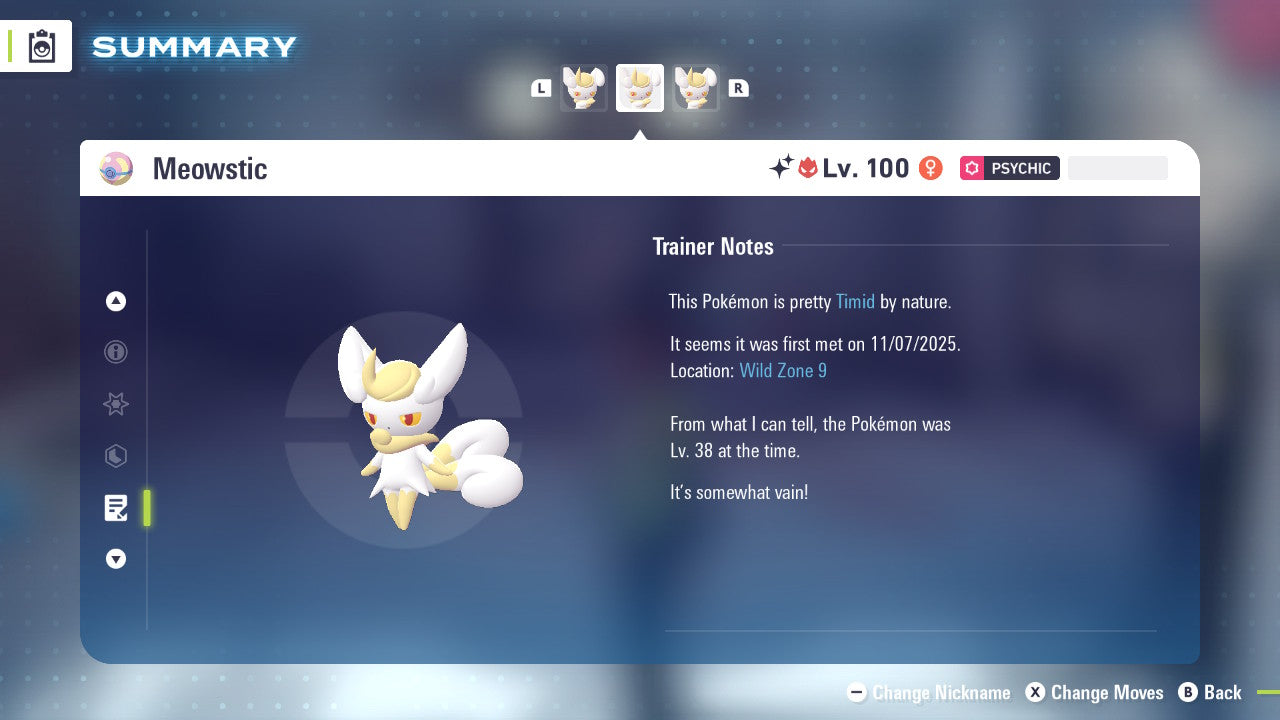 Pokemon Legends ZA Alpha Shiny Meowstic-F 6IV-EV Trained - Pokemon4Ever