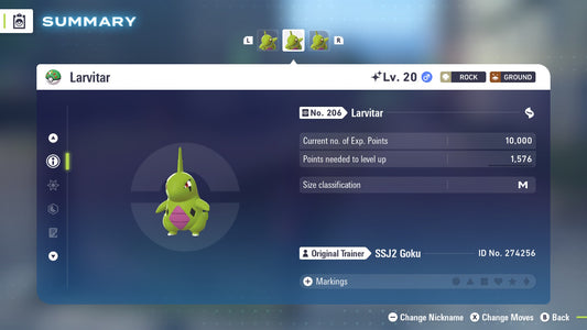 Pokemon Legends ZA Shiny Larvitar 6IV-EV Trained - Pokemon4Ever