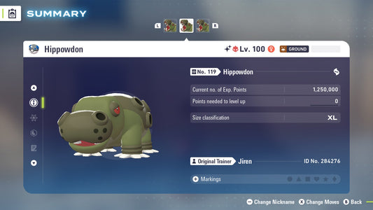 Pokemon Legends ZA Alpha Shiny Hippowdon 6IV-EV Trained