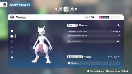 Pokemon Legends ZA Mewtwo 6IV-EV Trained