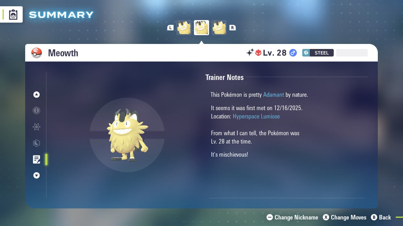 Pokemon Legends ZA Alpha Shiny Galarian Meowth 6IV-EV Trained - Pokemon4Ever