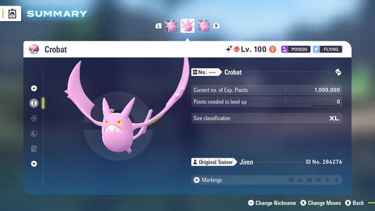 Pokemon Legends ZA Alpha Shiny Crobat 6IV-EV Trained