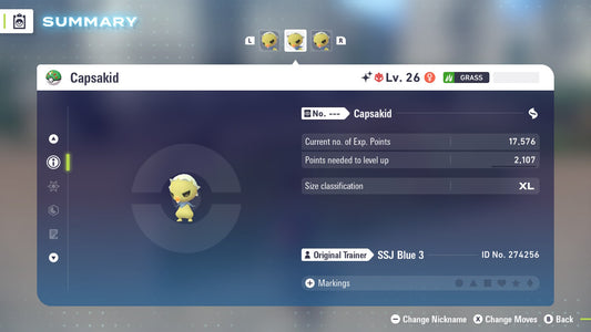 Pokemon Legends ZA Alpha Shiny Capsakid 6IV-EV Trained