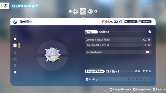 Pokemon Legends ZA Alpha Shiny Hisuian Qwilfish 6IV-EV Trained