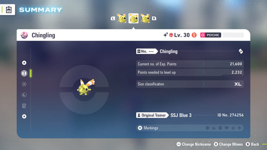 Pokemon Legends ZA Alpha Shiny Chingling 6IV-EV Trained