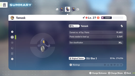 Pokemon Legends ZA Alpha Shiny Yamask 6IV-EV Trained