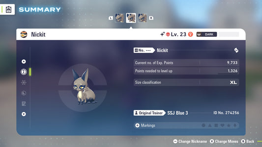 Pokemon Legends ZA Alpha Shiny Nickit 6IV-EV Trained