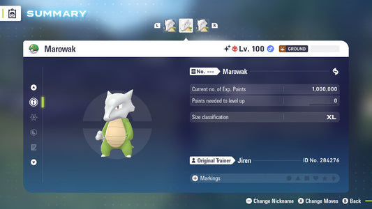Pokemon Legends ZA Alpha Shiny Marowak 6IV-EV Trained
