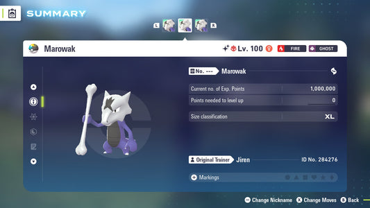 Pokemon Legends ZA Alpha Shiny Alolan Marowak 6IV-EV Trained