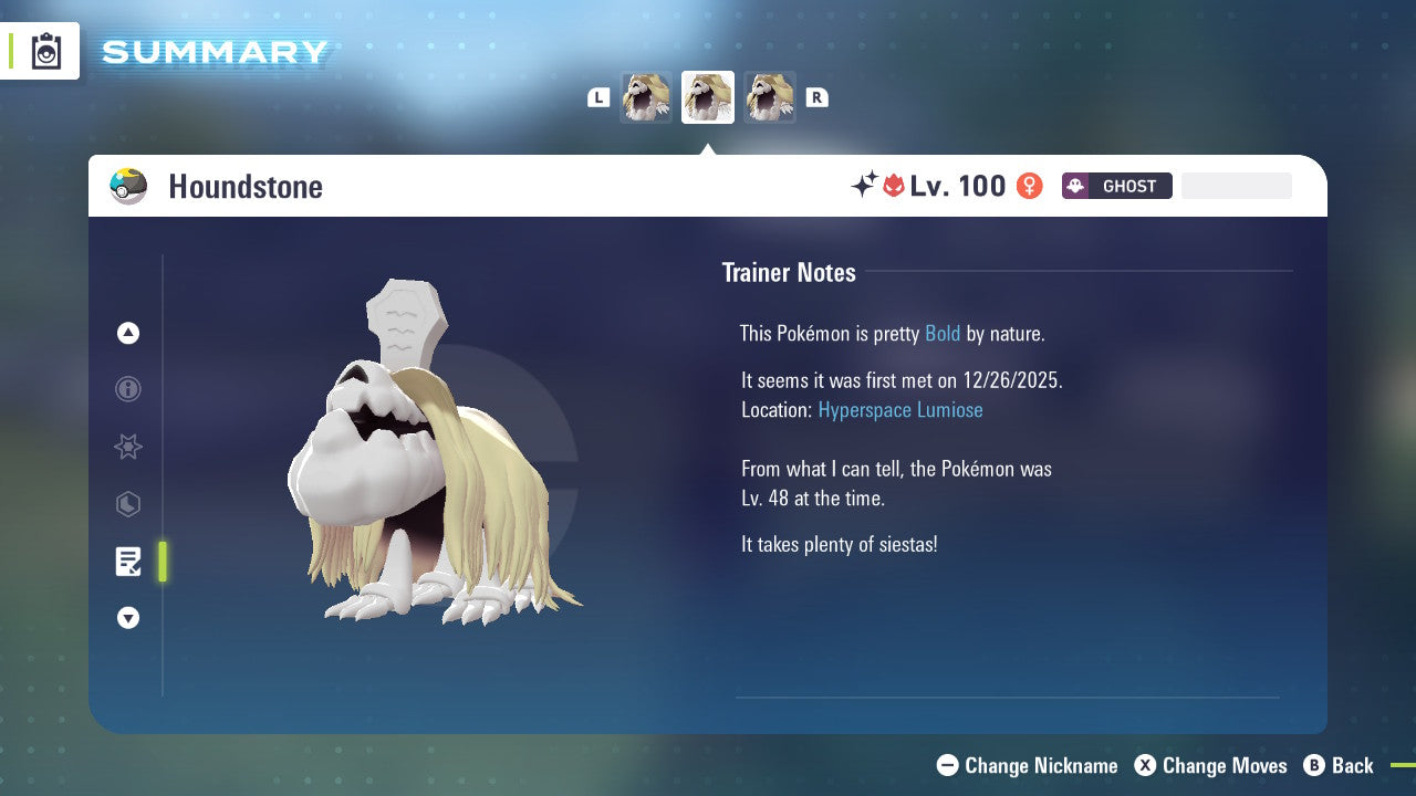 Pokemon Legends ZA Alpha Shiny Houndstone 6IV-EV Trained