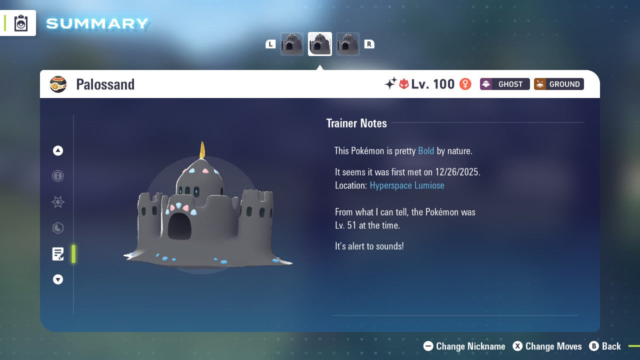 Pokemon Legends ZA Alpha Shiny Palossand 6IV-EV Trained