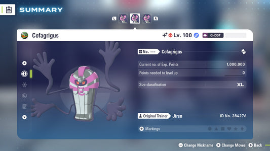 Pokemon Legends ZA Alpha Shiny Cofagrigus 6IV-EV Trained