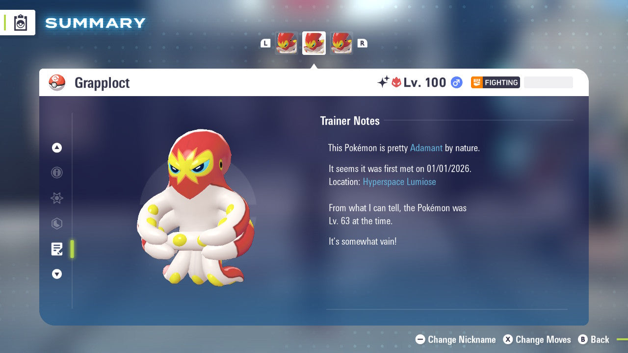 Pokemon Legends ZA Alpha Shiny Grapploct 6IV-EV Trained