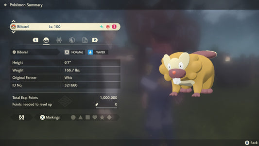 Pokemon Legends Arceus Shiny Alpha Bibarel Max Effort Levels 6IV-EV Trained - Pokemon4Ever