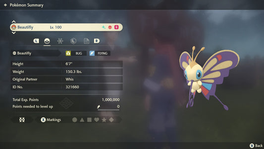 Pokemon Legends Arceus Shiny Alpha Beautifly Max Effort Levels 6IV-EV Trained - Pokemon4Ever