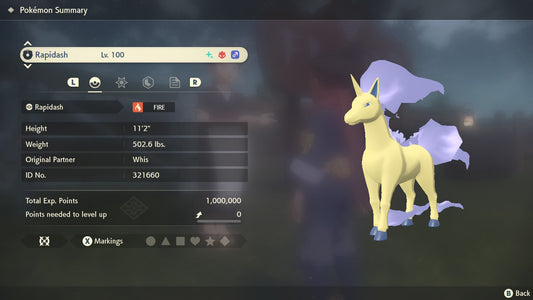 Pokemon Legends: Arceus Shiny Alpha Rapidash Max Effort Levels 6IV-EV Trained - Pokemon4Ever