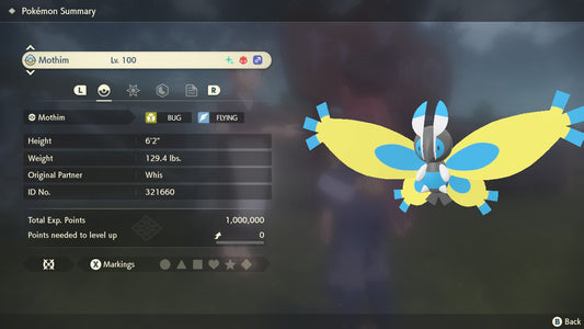 Pokemon Legends Arceus Shiny Alpha Mothim Max Effort Levels 6IV-EV Trained - Pokemon4Ever