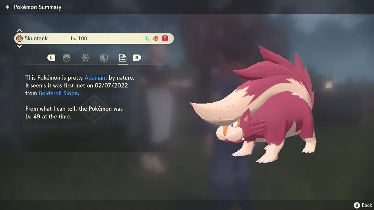 Pokemon Legends Arceus Shiny Alpha Skuntank Max Effort Levels 6IV-EV Trained - Pokemon4Ever