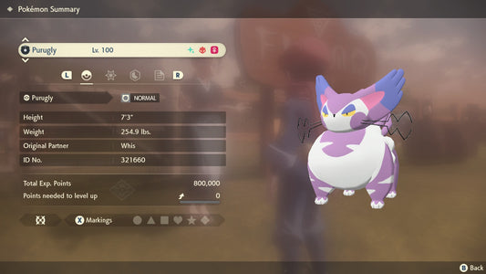 Pokemon Legends Arceus Shiny Alpha Purugly Max Effort Levels 6IV-EV Trained - Pokemon4Ever