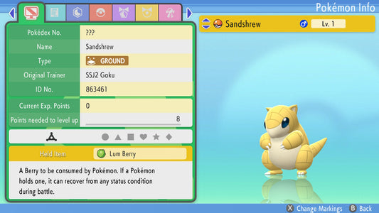 Pokemon Brilliant Diamond and Shining Pearl Sandshrew 6IV-EV Trained - Pokemon4Ever