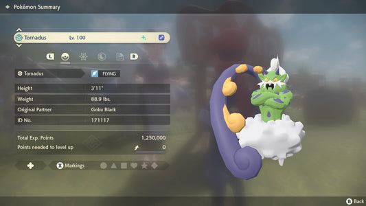 Pokemon Legends Arceus Shiny Tornadus-Incarnate Max Effort Levels 6IV-EV Trained - Pokemon4Ever