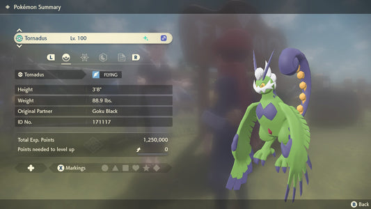 Pokemon Legends Arceus Shiny Tornadus-Therian Max Effort Levels 6IV-EV Trained - Pokemon4Ever