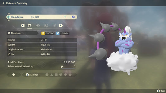 Pokemon Legends: Arceus Shiny Thundurus-Incarnate Max Effort Levels 6IV-EV Trained - Pokemon4Ever