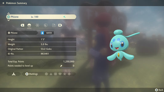 Pokemon Legends Arceus Shiny Phione Max Effort Levels 6IV-EV Trained - Pokemon4Ever