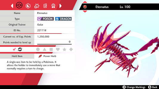 Pokemon Sword and Shield Ultra Shiny Eternatus 6IV-EV Trained - Pokemon4Ever