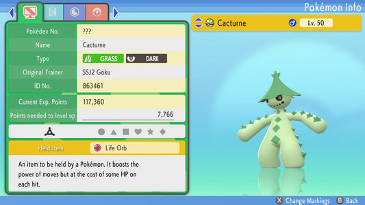 Pokemon Brilliant Diamond and Shining Pearl Cacturne 6IV-EV Trained - Pokemon4Ever